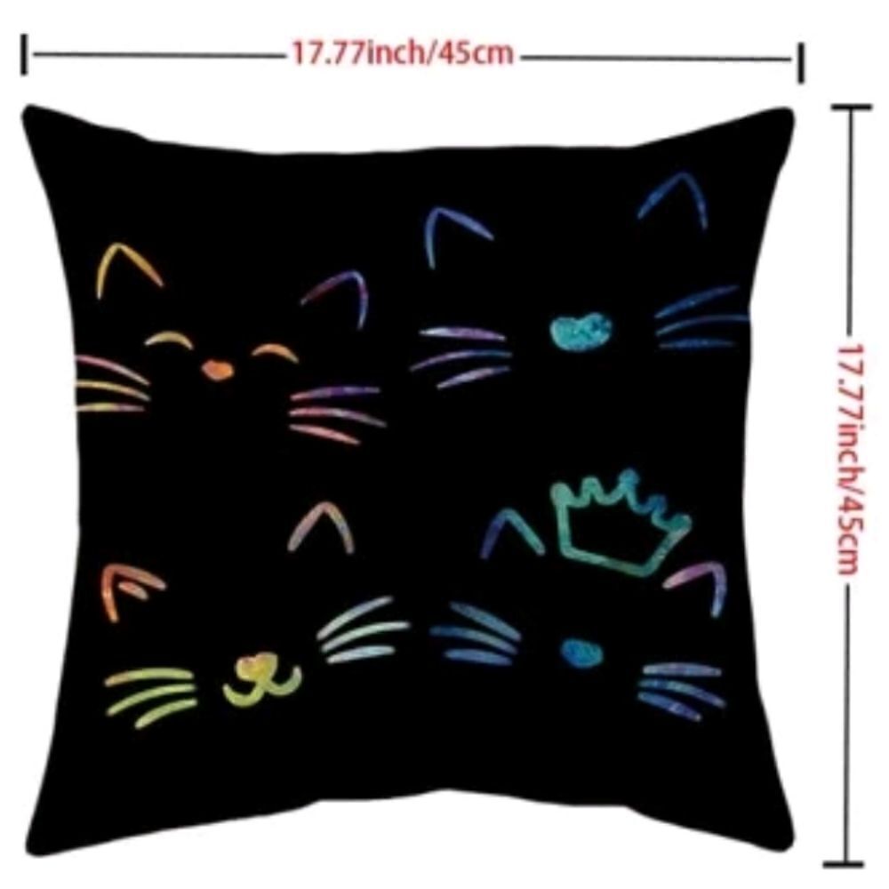 Cartoon Cat Design Colorful Kitty Pattern Zippered Pillowcase for Accent Pillow - Picture 5 of 6